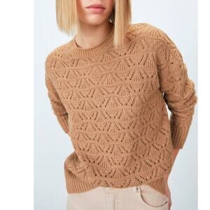 Sfera Tan Open Knit Pullover Sweater